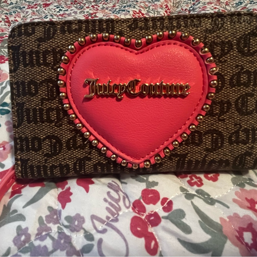 Juicy Couture Brown and Pink Heart Wallet